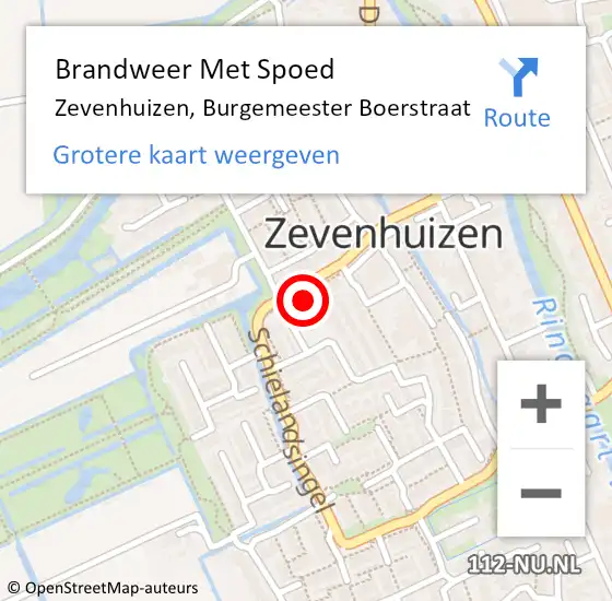 Locatie op kaart van de 112 melding: Brandweer Met Spoed Naar Zevenhuizen, Burgemeester Boerstraat op 11 november 2022 14:02