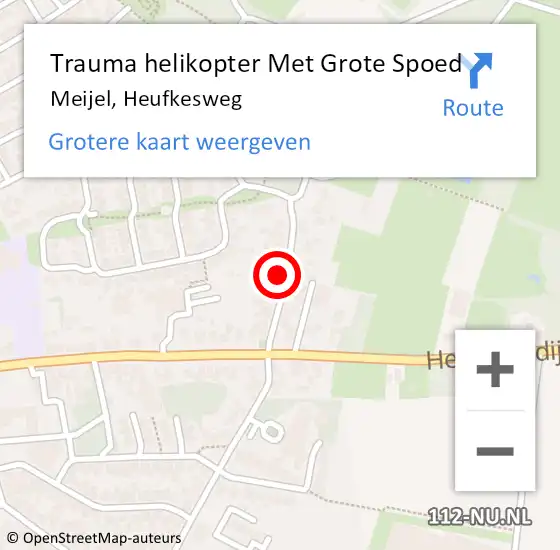 Locatie op kaart van de 112 melding: Trauma helikopter Met Grote Spoed Naar Meijel, Heufkesweg op 11 november 2022 14:03