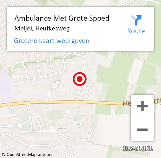 Locatie op kaart van de 112 melding: Ambulance Met Grote Spoed Naar Meijel, Heufkesweg op 11 november 2022 14:05