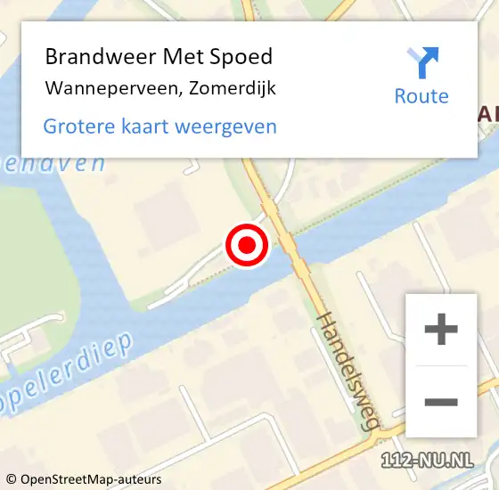 Locatie op kaart van de 112 melding: Brandweer Met Spoed Naar Wanneperveen, Zomerdijk op 4 augustus 2014 16:39