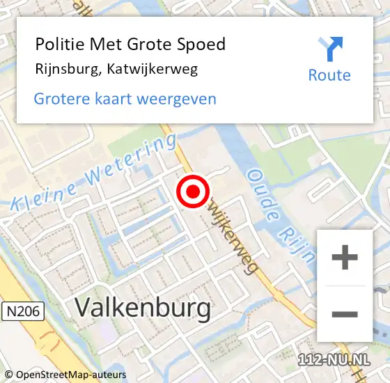 Locatie op kaart van de 112 melding: Politie Met Grote Spoed Naar Valkenburg, Katwijkerweg op 11 november 2022 14:15