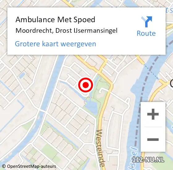 Locatie op kaart van de 112 melding: Ambulance Met Spoed Naar Moordrecht, Drost IJsermansingel op 11 november 2022 14:33