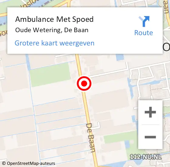 Locatie op kaart van de 112 melding: Ambulance Met Spoed Naar Oude Wetering, De Baan op 11 november 2022 14:55