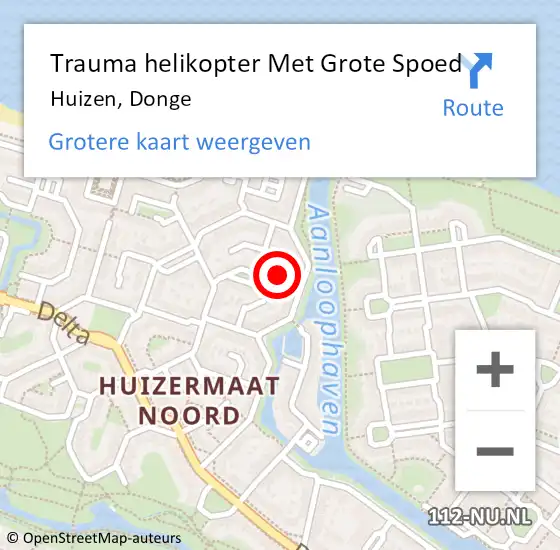 Locatie op kaart van de 112 melding: Trauma helikopter Met Grote Spoed Naar Huizen, Donge op 11 november 2022 15:00