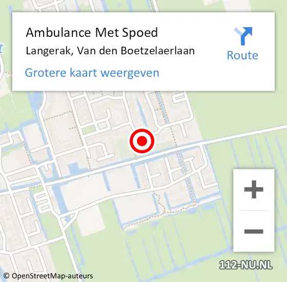 Locatie op kaart van de 112 melding: Ambulance Met Spoed Naar Langerak, Van den Boetzelaerlaan op 11 november 2022 15:04