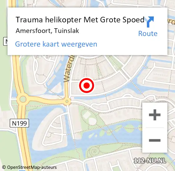 Locatie op kaart van de 112 melding: Trauma helikopter Met Grote Spoed Naar Amersfoort, Tuinslak op 11 november 2022 15:24