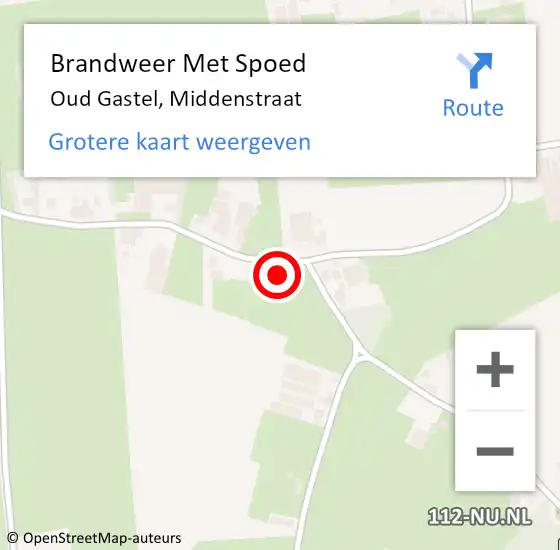 Locatie op kaart van de 112 melding: Brandweer Met Spoed Naar Oud Gastel, Middenstraat op 11 november 2022 15:27