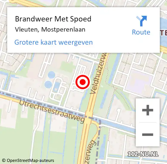 Locatie op kaart van de 112 melding: Brandweer Met Spoed Naar Vleuten, Mostperenlaan op 11 november 2022 15:30
