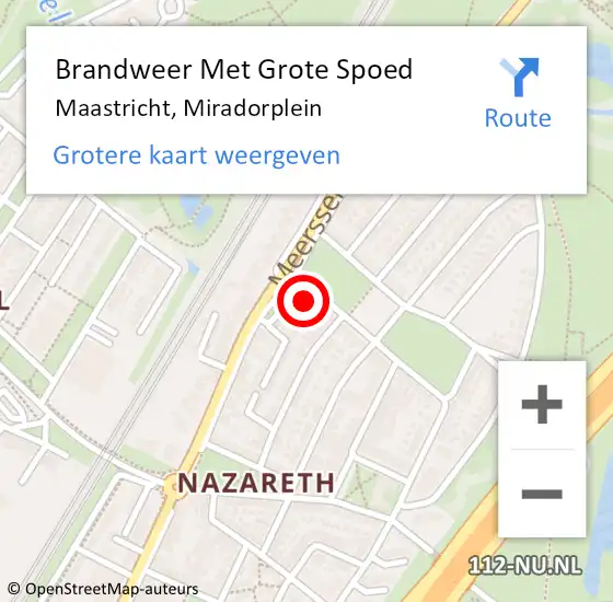 Locatie op kaart van de 112 melding: Brandweer Met Grote Spoed Naar Maastricht, Miradorplein op 11 november 2022 15:36