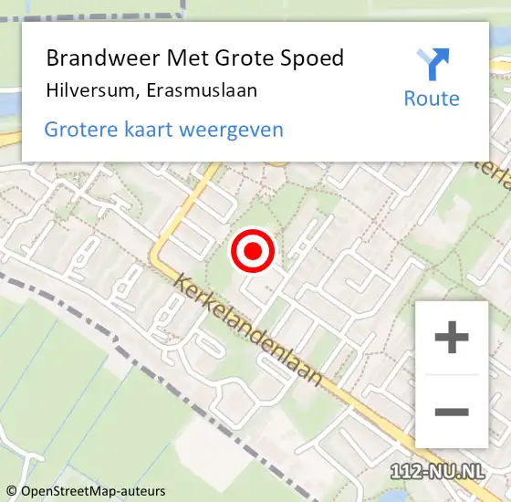 Locatie op kaart van de 112 melding: Brandweer Met Grote Spoed Naar Hilversum, Erasmuslaan op 11 november 2022 15:39