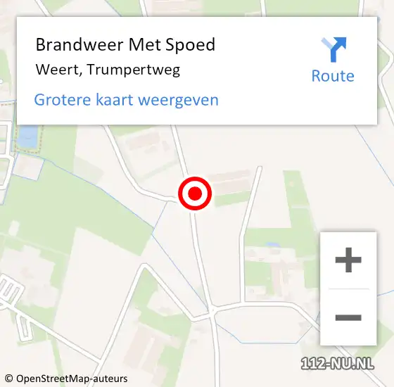 Locatie op kaart van de 112 melding: Brandweer Met Spoed Naar Weert, Trumpertweg op 11 november 2022 15:44