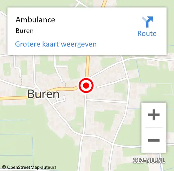 Locatie op kaart van de 112 melding: Ambulance Buren op 11 november 2022 15:59