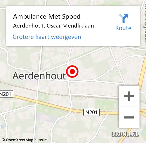 Locatie op kaart van de 112 melding: Ambulance Met Spoed Naar Aerdenhout, Oscar Mendliklaan op 11 november 2022 16:00