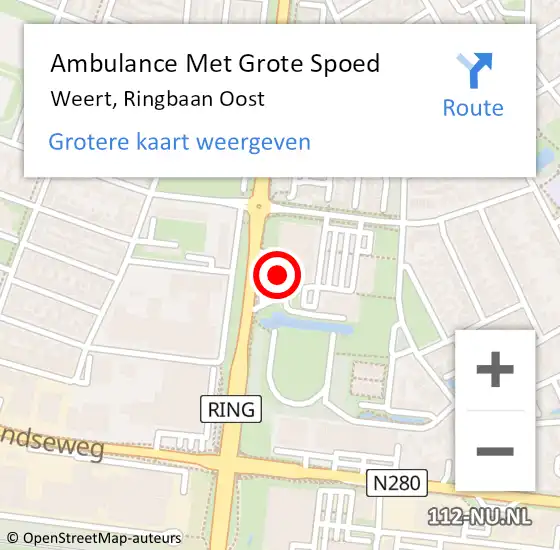 Locatie op kaart van de 112 melding: Ambulance Met Grote Spoed Naar Weert, Ringbaan Oost op 11 november 2022 16:01