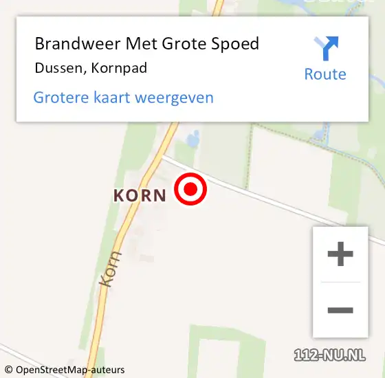 Locatie op kaart van de 112 melding: Brandweer Met Grote Spoed Naar Dussen, Kornpad op 11 november 2022 16:02