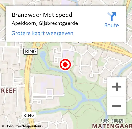 Locatie op kaart van de 112 melding: Brandweer Met Spoed Naar Apeldoorn, Gijsbrechtgaarde op 11 november 2022 16:08