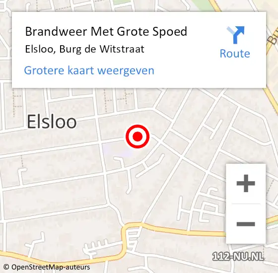 Locatie op kaart van de 112 melding: Brandweer Met Grote Spoed Naar Elsloo, Burg de Witstraat op 11 november 2022 16:20