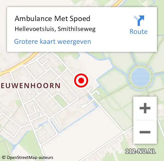 Locatie op kaart van de 112 melding: Ambulance Met Spoed Naar Hellevoetsluis, Smithilseweg op 11 november 2022 16:28