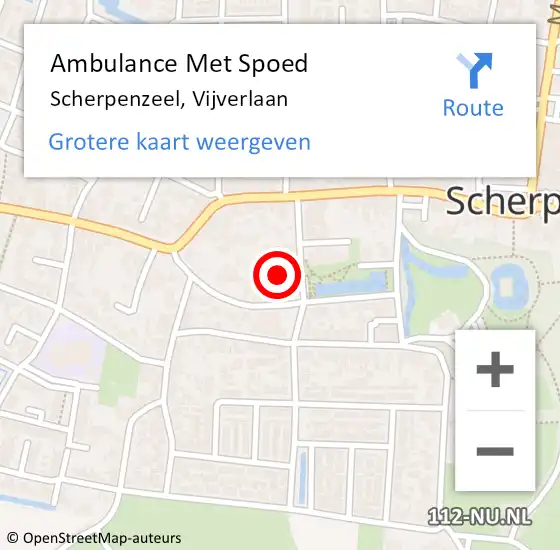 Locatie op kaart van de 112 melding: Ambulance Met Spoed Naar Scherpenzeel, Vijverlaan op 11 november 2022 16:33
