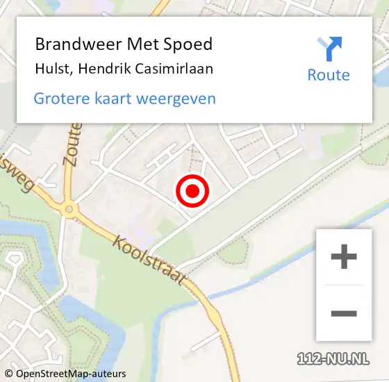 Locatie op kaart van de 112 melding: Brandweer Met Spoed Naar Hulst, Hendrik Casimirlaan op 11 november 2022 16:46