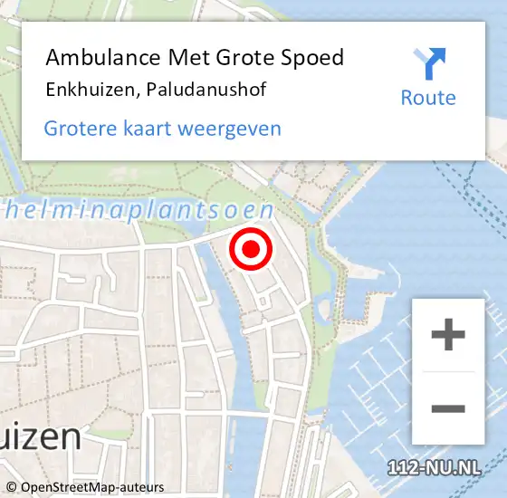 Locatie op kaart van de 112 melding: Ambulance Met Grote Spoed Naar Enkhuizen, Paludanushof op 11 november 2022 16:49