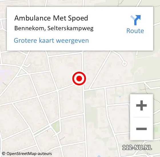 Locatie op kaart van de 112 melding: Ambulance Met Spoed Naar Bennekom, Selterskampweg op 11 november 2022 17:00