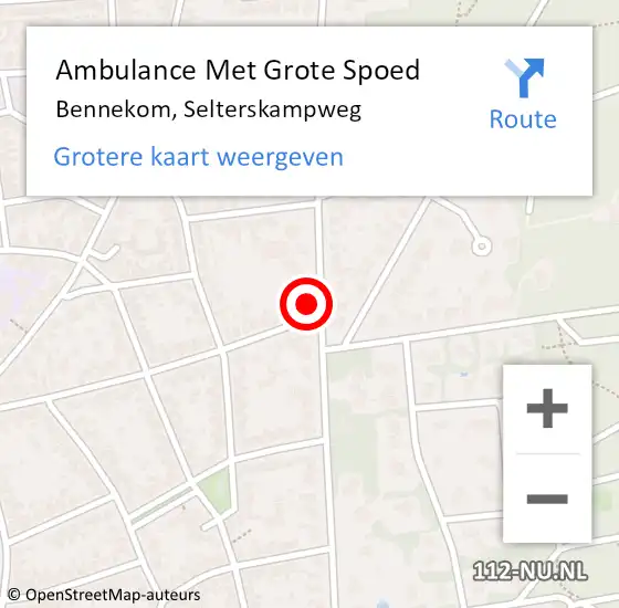 Locatie op kaart van de 112 melding: Ambulance Met Grote Spoed Naar Bennekom, Selterskampweg op 11 november 2022 17:02