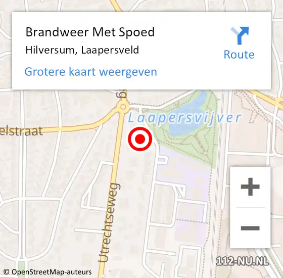 Locatie op kaart van de 112 melding: Brandweer Met Spoed Naar Hilversum, Laapersveld op 11 november 2022 17:12