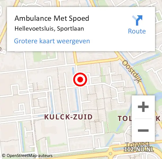 Locatie op kaart van de 112 melding: Ambulance Met Spoed Naar Hellevoetsluis, Sportlaan op 11 november 2022 17:13