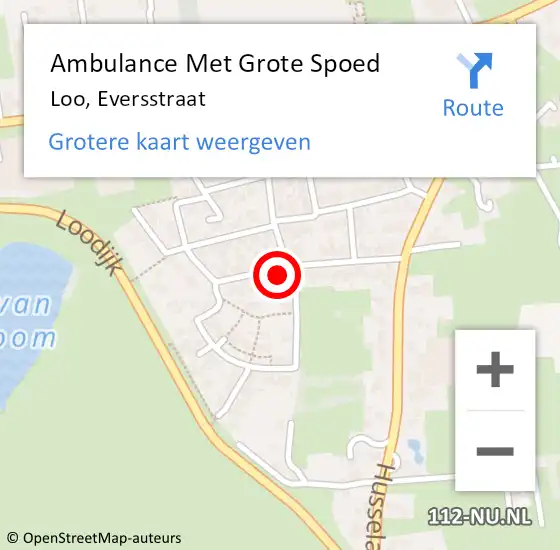 Locatie op kaart van de 112 melding: Ambulance Met Grote Spoed Naar Loo, Eversstraat op 11 november 2022 17:33