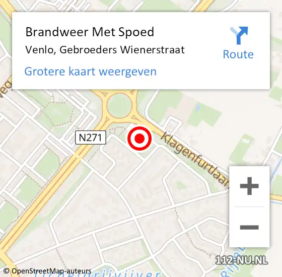 Locatie op kaart van de 112 melding: Brandweer Met Spoed Naar Venlo, Gebroeders Wienerstraat op 11 november 2022 17:38