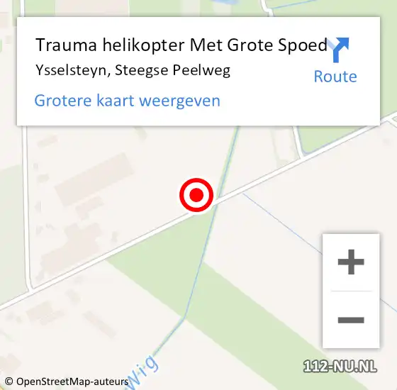 Locatie op kaart van de 112 melding: Trauma helikopter Met Grote Spoed Naar Ysselsteyn, Steegse Peelweg op 11 november 2022 18:16