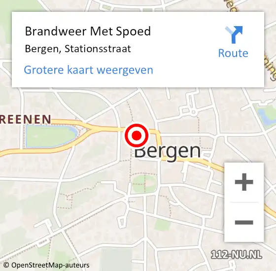 Locatie op kaart van de 112 melding: Brandweer Met Spoed Naar Bergen, Stationsstraat op 11 november 2022 18:24