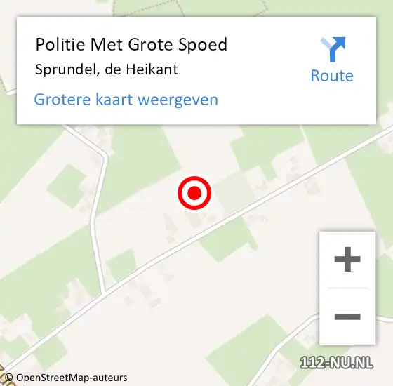 Locatie op kaart van de 112 melding: Politie Met Grote Spoed Naar Sprundel, de Heikant op 11 november 2022 18:24