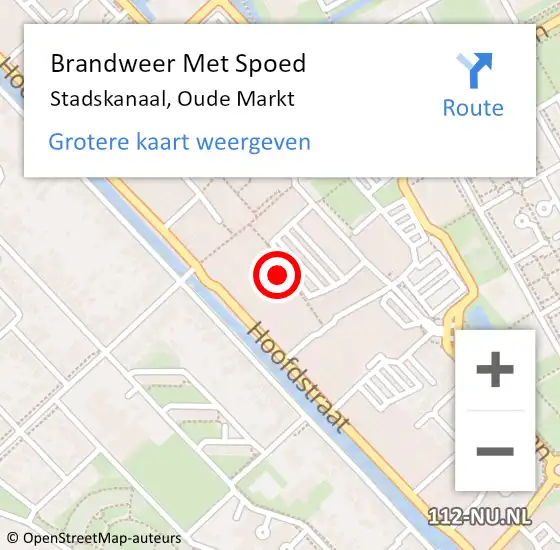 Locatie op kaart van de 112 melding: Brandweer Met Spoed Naar Stadskanaal, Oude Markt op 11 november 2022 18:58