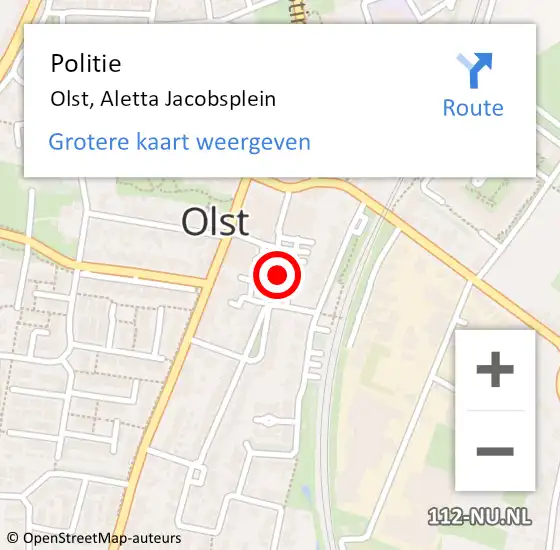 Locatie op kaart van de 112 melding: Politie Olst, Aletta Jacobsplein op 11 november 2022 19:16
