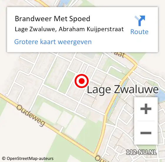 Locatie op kaart van de 112 melding: Brandweer Met Spoed Naar Lage Zwaluwe, Abraham Kuijperstraat op 11 november 2022 19:18