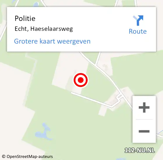 Locatie op kaart van de 112 melding: Politie Echt, Haeselaarsweg op 11 november 2022 19:18