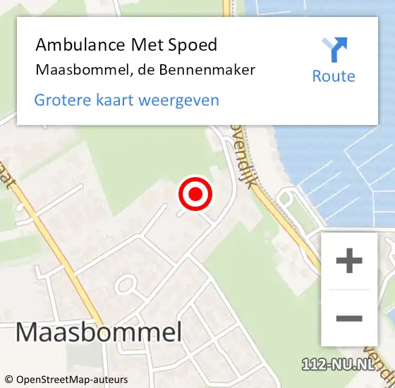 Locatie op kaart van de 112 melding: Ambulance Met Spoed Naar Maasbommel, de Bennenmaker op 11 november 2022 19:43