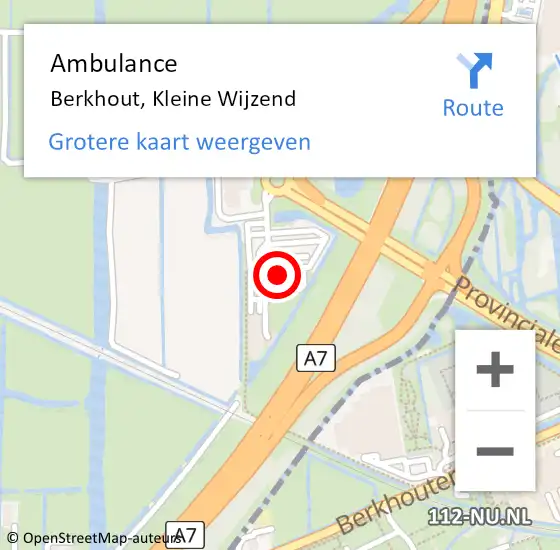Locatie op kaart van de 112 melding: Ambulance Berkhout, Kleine Wijzend op 11 november 2022 19:50