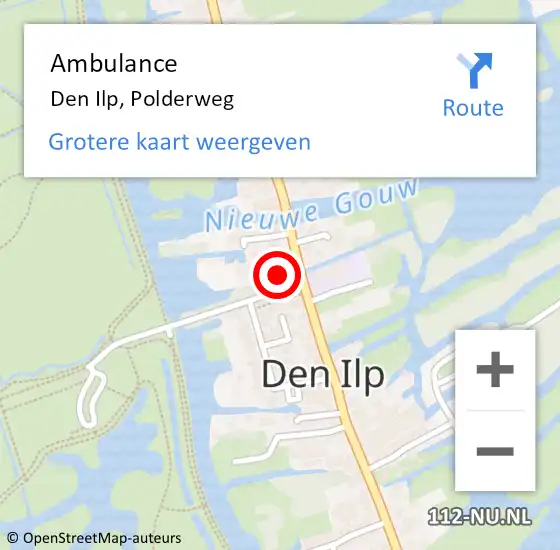 Locatie op kaart van de 112 melding: Ambulance Den Ilp, Polderweg op 11 november 2022 20:01