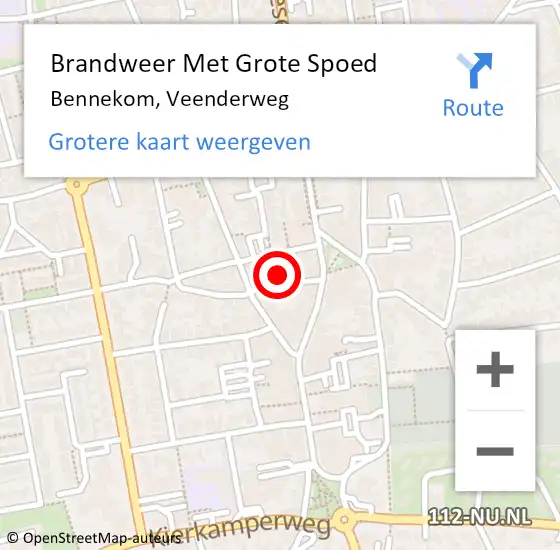 Locatie op kaart van de 112 melding: Brandweer Met Grote Spoed Naar Bennekom, Veenderweg op 11 november 2022 20:52