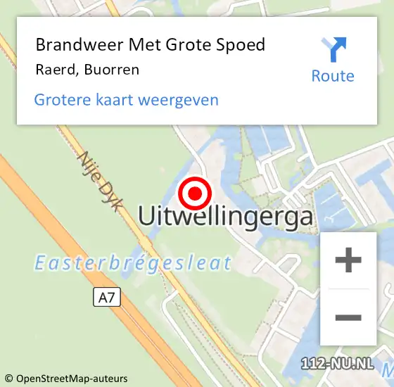 Locatie op kaart van de 112 melding: Brandweer Met Grote Spoed Naar Raerd, Buorren op 11 november 2022 21:13