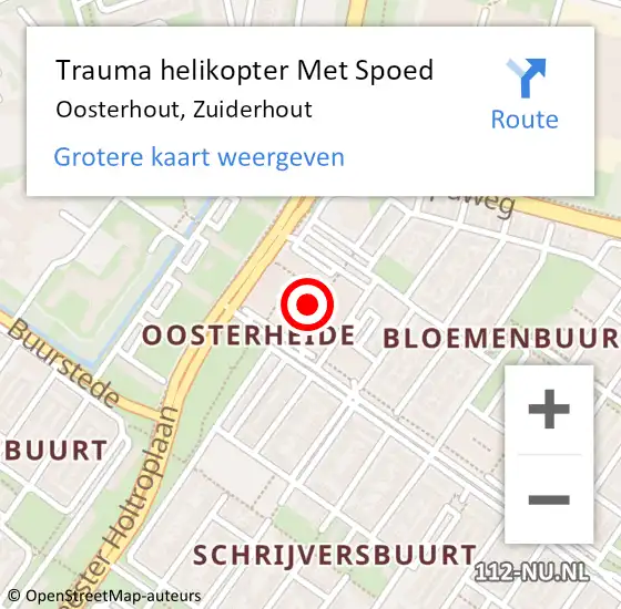 Locatie op kaart van de 112 melding: Trauma helikopter Met Spoed Naar Oosterhout, Zuiderhout op 11 november 2022 21:18