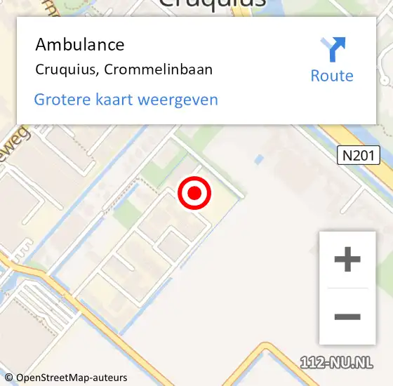 Locatie op kaart van de 112 melding: Ambulance Cruquius, Crommelinbaan op 11 november 2022 21:19