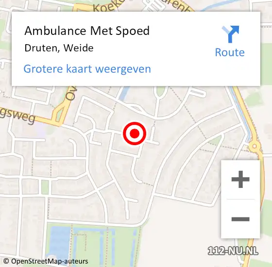 Locatie op kaart van de 112 melding: Ambulance Met Spoed Naar Druten, Weide op 11 november 2022 21:37