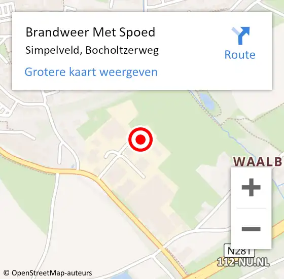 Locatie op kaart van de 112 melding: Brandweer Met Spoed Naar Simpelveld, Bocholtzerweg op 11 november 2022 23:13