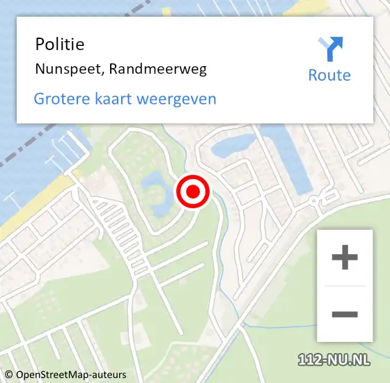 Locatie op kaart van de 112 melding: Politie Nunspeet, Randmeerweg op 11 november 2022 23:24