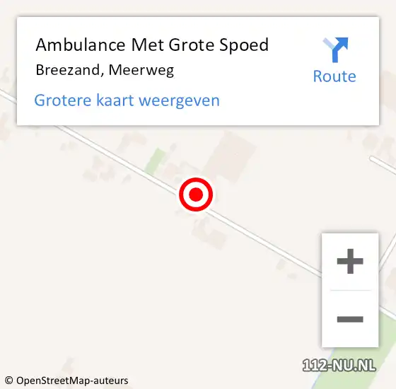 Locatie op kaart van de 112 melding: Ambulance Met Grote Spoed Naar Breezand, Meerweg op 11 november 2022 23:44