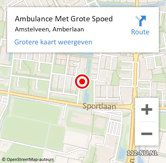 Locatie op kaart van de 112 melding: Ambulance Met Grote Spoed Naar Amstelveen, Amberlaan op 12 november 2022 00:00